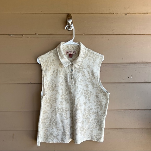Caribbean Joe Tops - Caribbean Joe Hawaiian Tank Top - Size XL - Neutral Vacation Resortwear